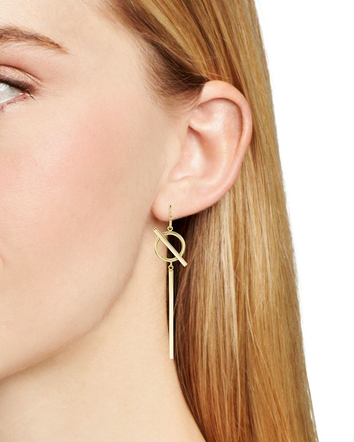 Shop Argento Vivo Circle And Bar Drop Earrings In Gold