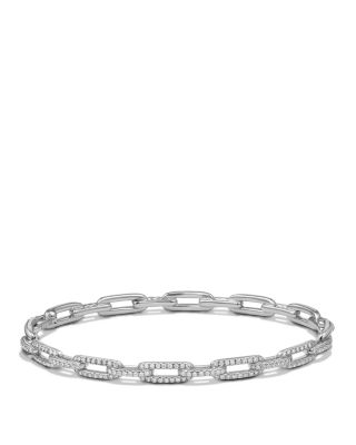 David Yurman Stax Chain Link Bracelet with Diamonds in 18K White Gold