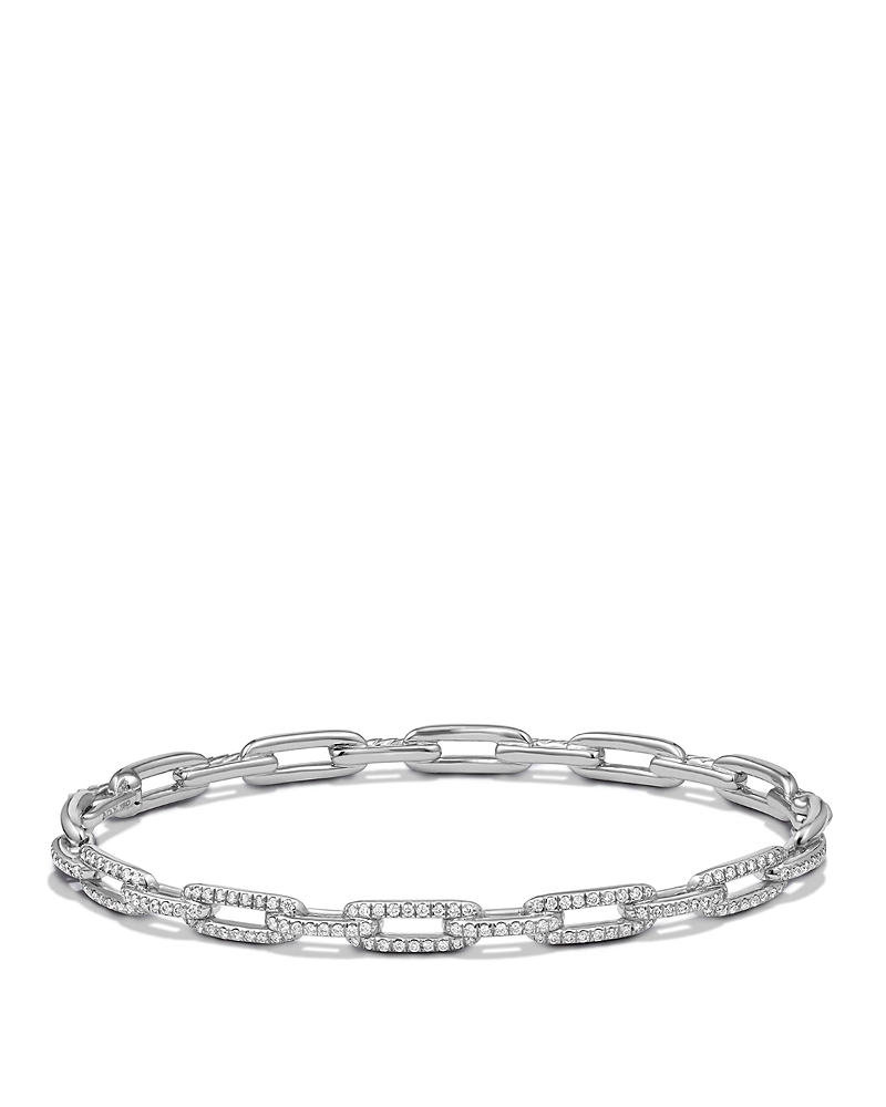 David Yurman Stax Chain Link Bracelet with Diamonds in 18K White Gold