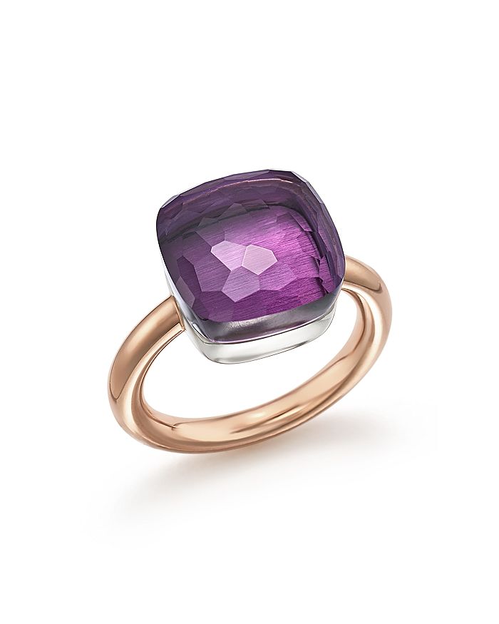 Pomellato Nudo Maxi Ring With Amethyst In 18k Rose And White Gold In Purple/rose