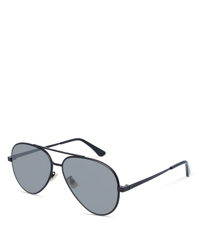 Saint Laurent Classic 11 Zero 60mm Double-bridge Aviator Sunglasses In Black