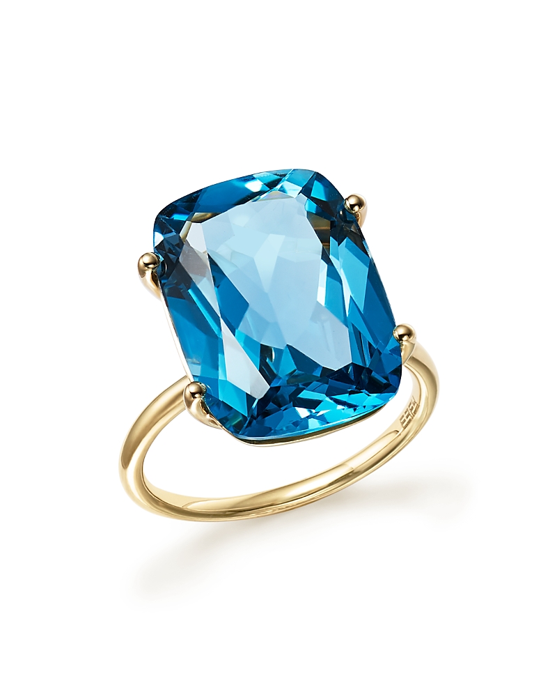 London Blue Topaz Statement Ring in 14K Yellow Gold