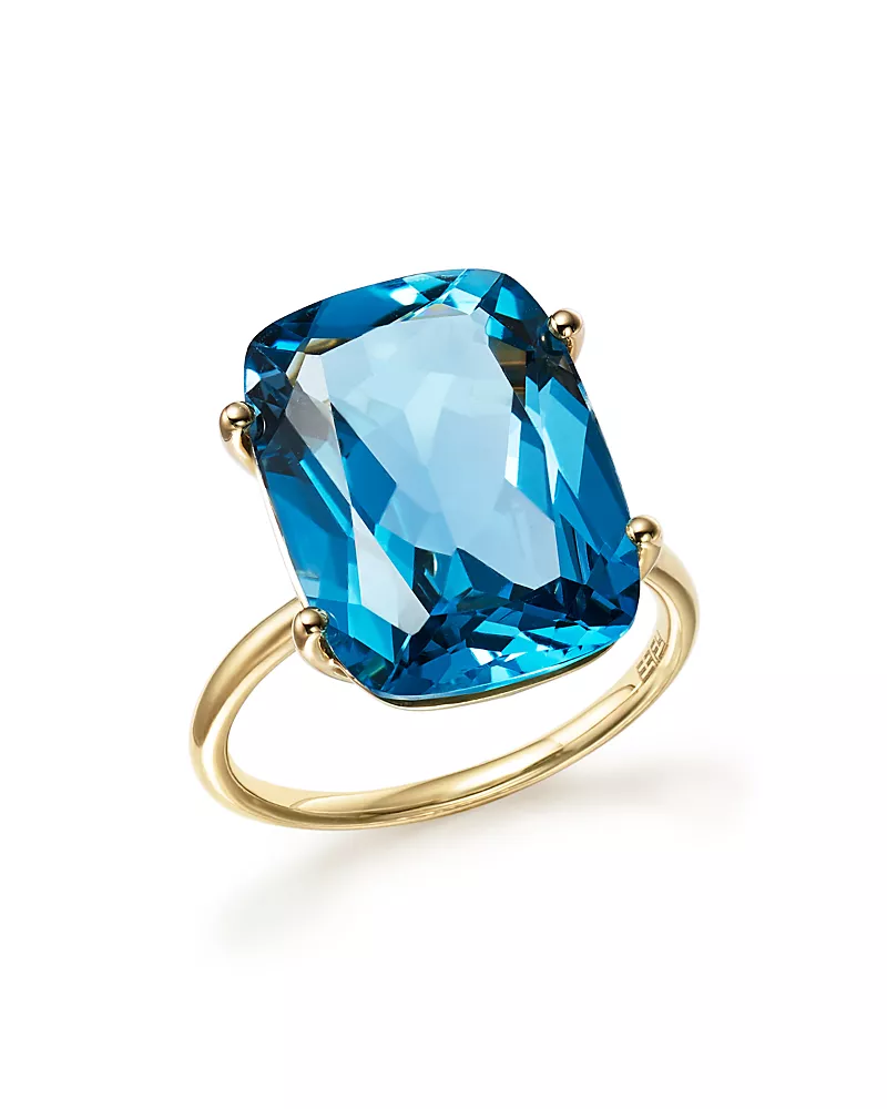 London Blue Topaz Statement Ring in 14K Yellow Gold