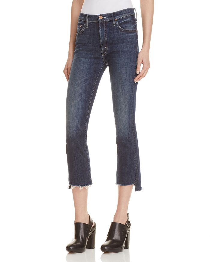MOTHER Insider Crop Step Fray Jeans in Here, Kitty Kitty | Bloomingdale's