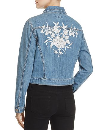 Karen Kane Floral Embroidered Denim Jacket - 100% Exclusive ...