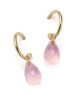 Bloomingdale's Fine Collection Rose Quartz Briolette Hoop Drop Earrings in 14K Yellow Gold - Exclusive