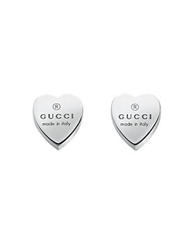Gucci - Sterling Silver Engraved Heart Stud Earrings