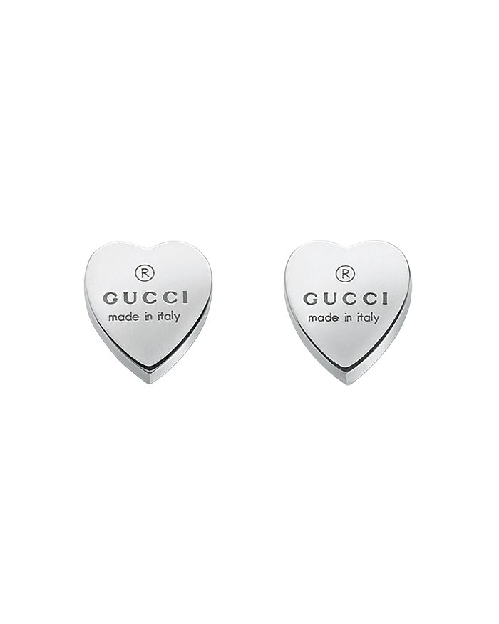 Gucci Sterling Silver Engraved Heart Stud Earrings | Bloomingdale's