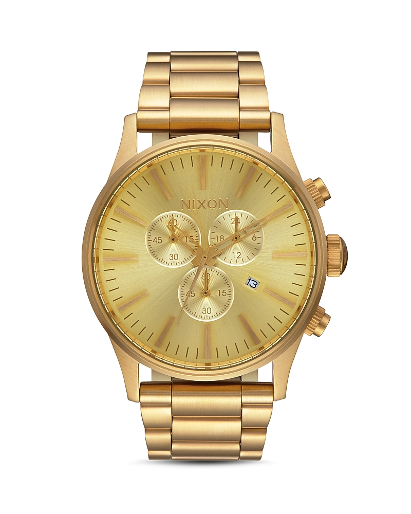 Nixon Men's Sentry Chronograph Gold-tone Stainless Steel Bracelet Watch 42mm A386-502-00