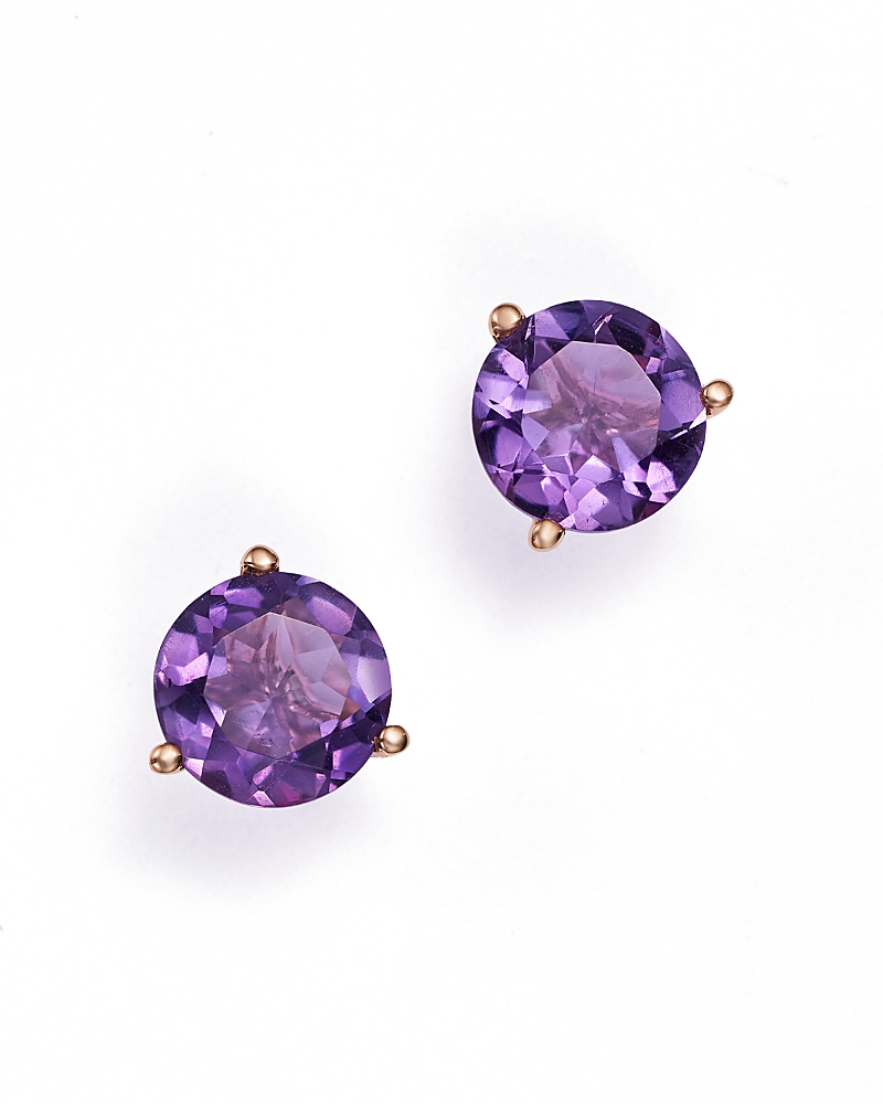 Amethyst Stud Earrings in 14K Rose Gold