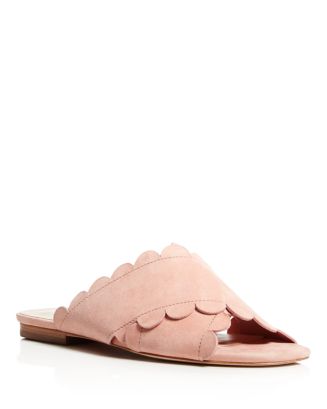 Isa Tapia Ana Maria Suede Scalloped Slide Sandals | Bloomingdale's