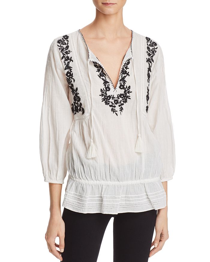 Joie Virani Embroidered Peasant Top | Bloomingdale's