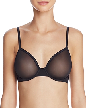Calvin Klein Sheer Marquisette Underwire Unlined Demi Bra Qf1680 In Black