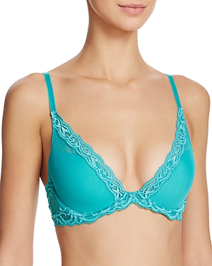 Natori Feathers Contour Plunge Bra In Gem Turquoise