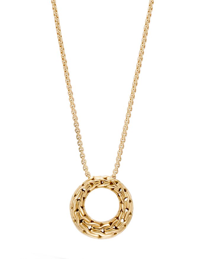 JOHN HARDY 18K YELLOW GOLD CLASSIC CHAIN SMALL ROUND PENDANT NECKLACE, 16,NG96180X16-18