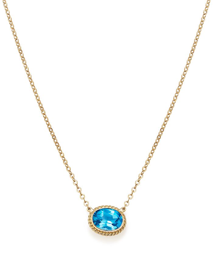 Bloomingdale's Blue Topaz Bezel Pendant Necklace In 14k Yellow Gold, 18 - 100% Exclusive