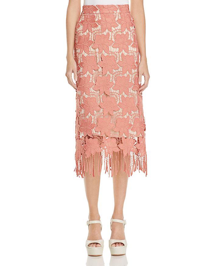Alice and Olivia Alice Olivia Strand Lace Midi Skirt