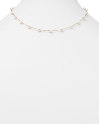 Cultured Freshwater Pearl Station Necklace in 14K Yellow Gold, 18"&nbsp;- Exclusive