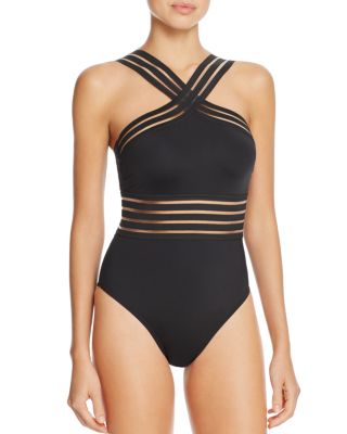 kenneth cole high neck one piece swimsuit