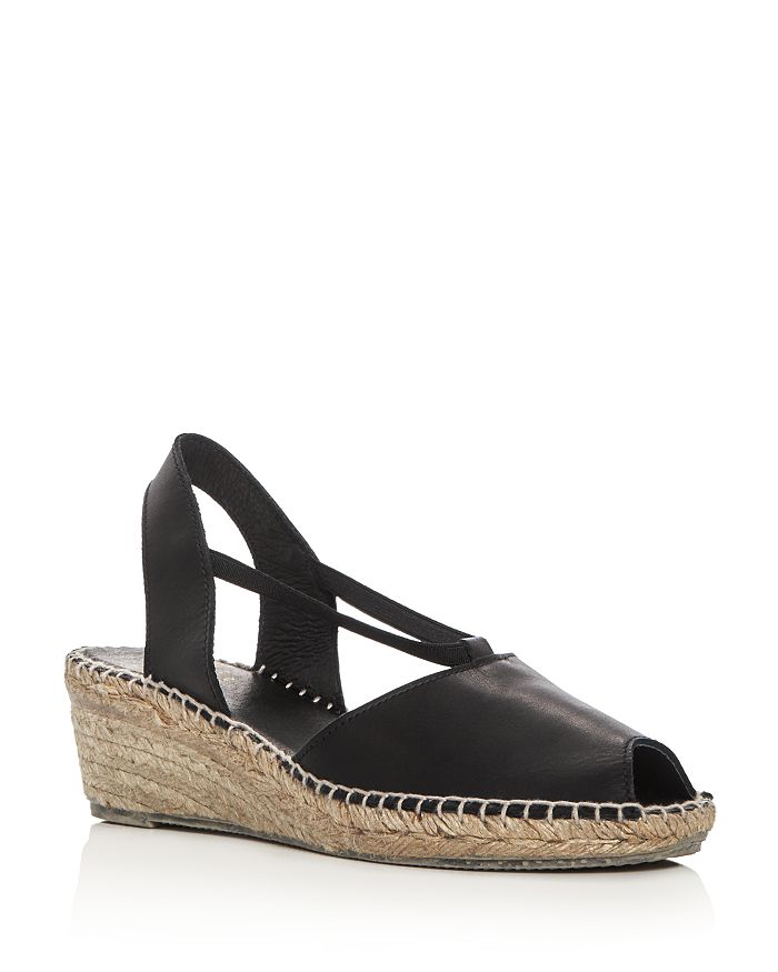 Andre Assous Women's Dainty Leather Slingback Espadrille Sandals In Black