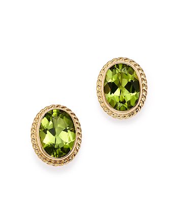 Bloomingdale's - Peridot Oval Bezel Stud Earrings in 14K Yellow Gold - 100% Exclusive
