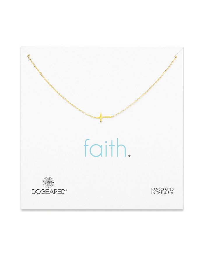 Dogeared Gold Whisper Cross Necklace, 16" Bloomingdale's