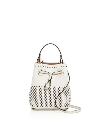 Furla - Stacey Drawstring Perforated Mini Leather Bucket Bag