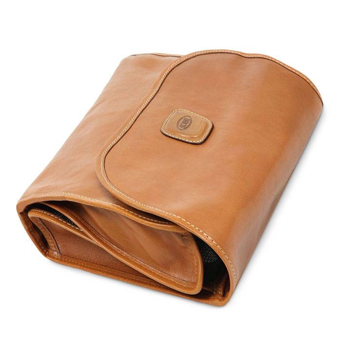 Shop Bric's Life Pelle Leather Tri-fold Toiletry Kit In Cognac