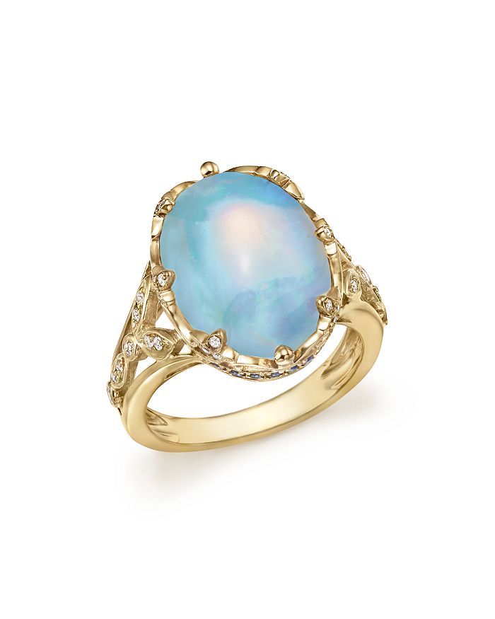 Bloomingdale's Oval Opal Statement Ring with Diamond and Sapphire in