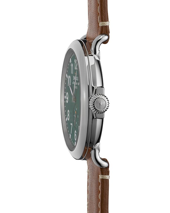 Shop Shinola The Runwell Brown & Green Dial Watch, 47mm In Brown/green