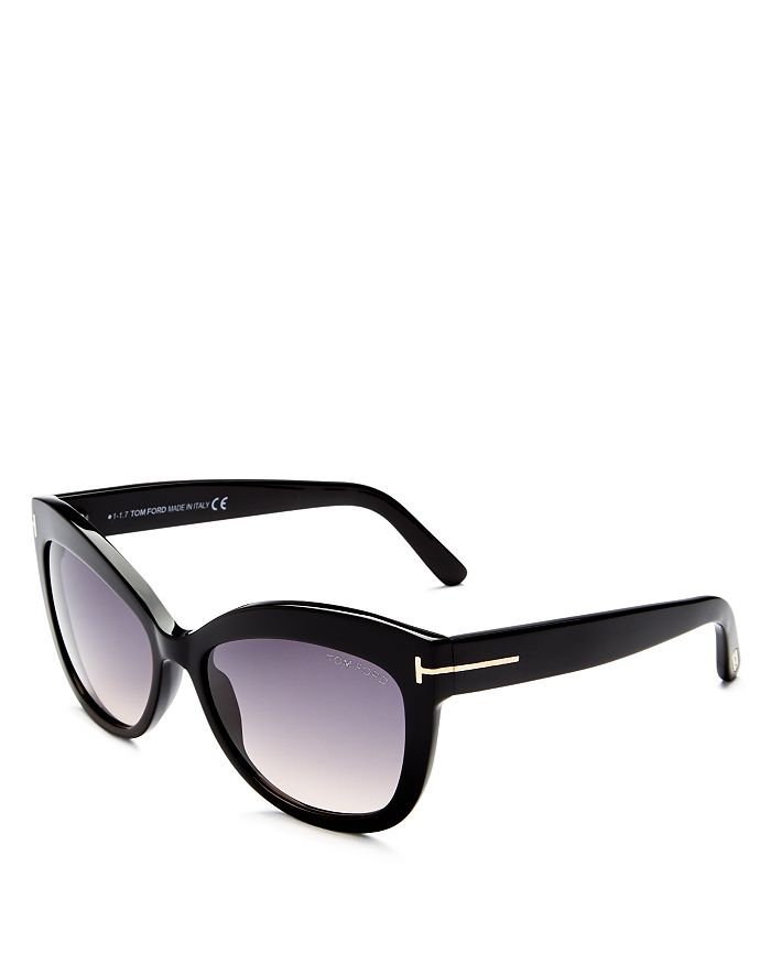 Tom Ford Women S Alistair 56mm Polarized Lens Cat Eye Sunglasses In Shiny Black Gradient Smoke