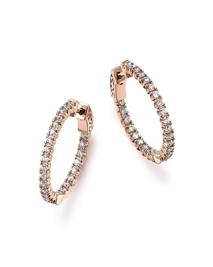 Bloomingdale's Diamond Inside Out Hoop Earrings in 14K Rose Gold, 1.0 ...