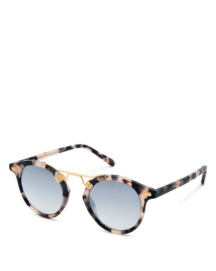 Shop Krewe St. Louis 24k Round Sunglasses, 46mm In Matte Sunday Tortoise Gold/silver Gradient Mirror