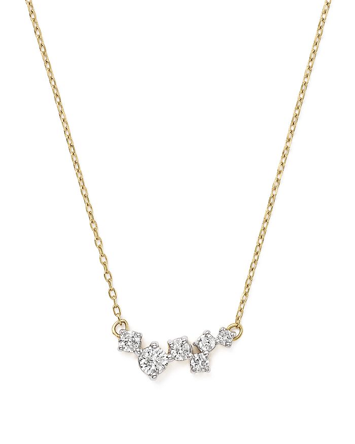 14K Yellow Gold Scattered Diamond Necklace, 15