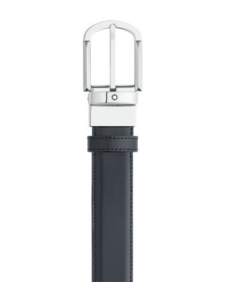 Men's Shiny Palladium-Coated Reversible Leather Belt