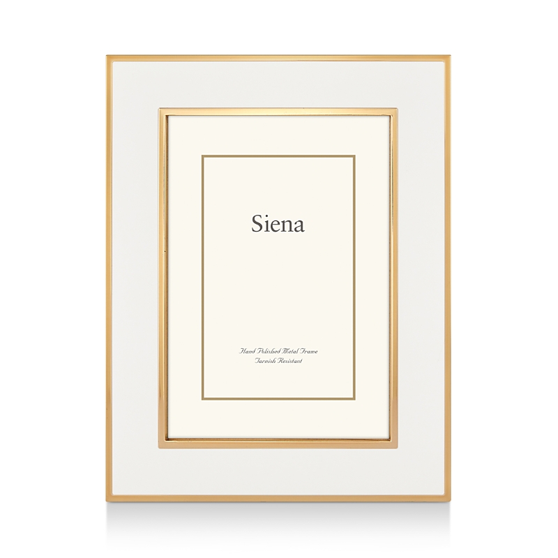 Siena Wide Enamel With Gold Frame, 8 X 10 In White