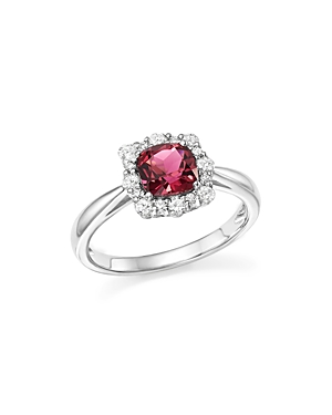 Cushion-Cut Pink Tourmaline and Diamond Ring in 14K White Gold Cushion-Cut Pink Tourmaline and Diamond Ring in 14K White Gold