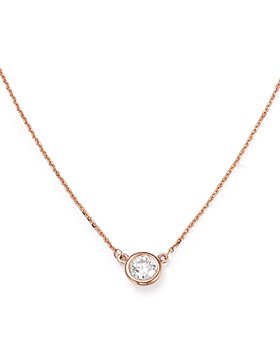 Bloomingdale's - Diamond Bezel Set Pendant Necklace in 14K Rose Gold, 0.40 ct. t.w. - 100% Exclusive