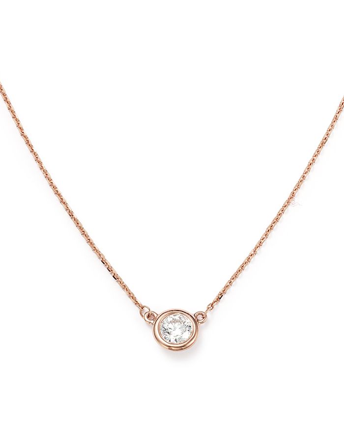 Diamond Bezel Set Pendant Necklace in 14K Rose Gold, 0.40 ct. t.w. - 100%  Exclusive