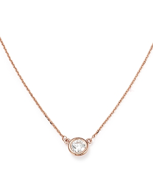 Diamond Bezel Set Pendant Necklace in 14K Rose Gold, 0.40 ct. t.w. - 100% Exclusive