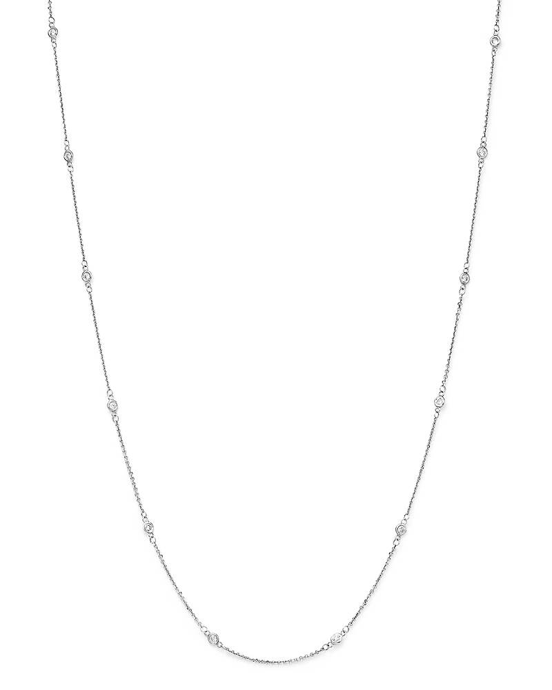 Diamond Station Necklace in 14K White Gold, .30 tcw