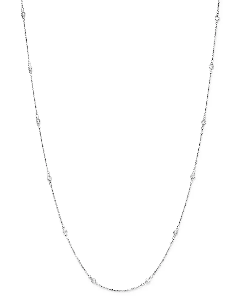 Diamond Station Necklace in 14K White Gold, .30 tcw