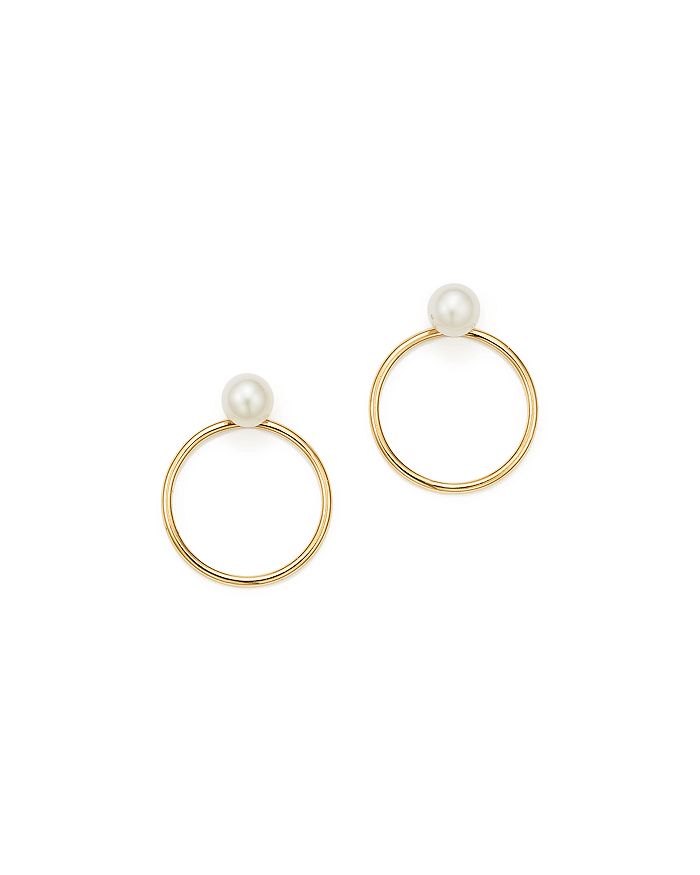 ZOË CHICCO 14K YELLOW GOLD CULTURED FRESHWATER PEARL CIRCLE EARRING JACKETS,PBE 4 14K