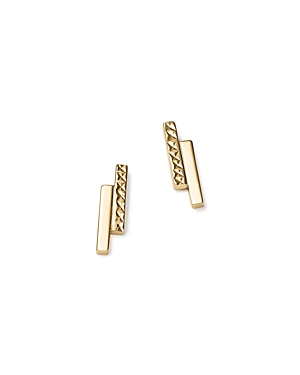 14K Yellow Gold Textured Double Bar Stud Earrings - 100% Exclusive