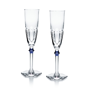 Baccarat Harcourt Eve Flute, Set Of 2 In Clear/blue