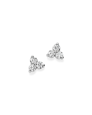 Diamond Three Stone Stud Earrings in 14K White Gold, 0.20 ct. t.w. - 100% Exclusive