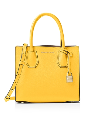 Michael Michael Kors Studio Mercer Medium Leather Messenger In Sunflower Yellow/gold