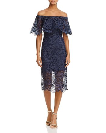 Tadashi Shoji Off-the-Shoulder Lace Flounce Dress | Bloomingdale's