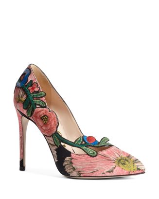 Gucci Ophelia Embroidered High-Heel Pumps | Bloomingdale's