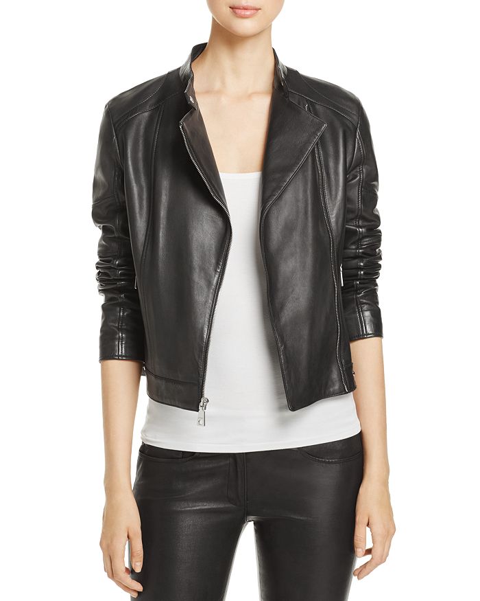 Donna Karan Leather Moto Jacket | Bloomingdale's